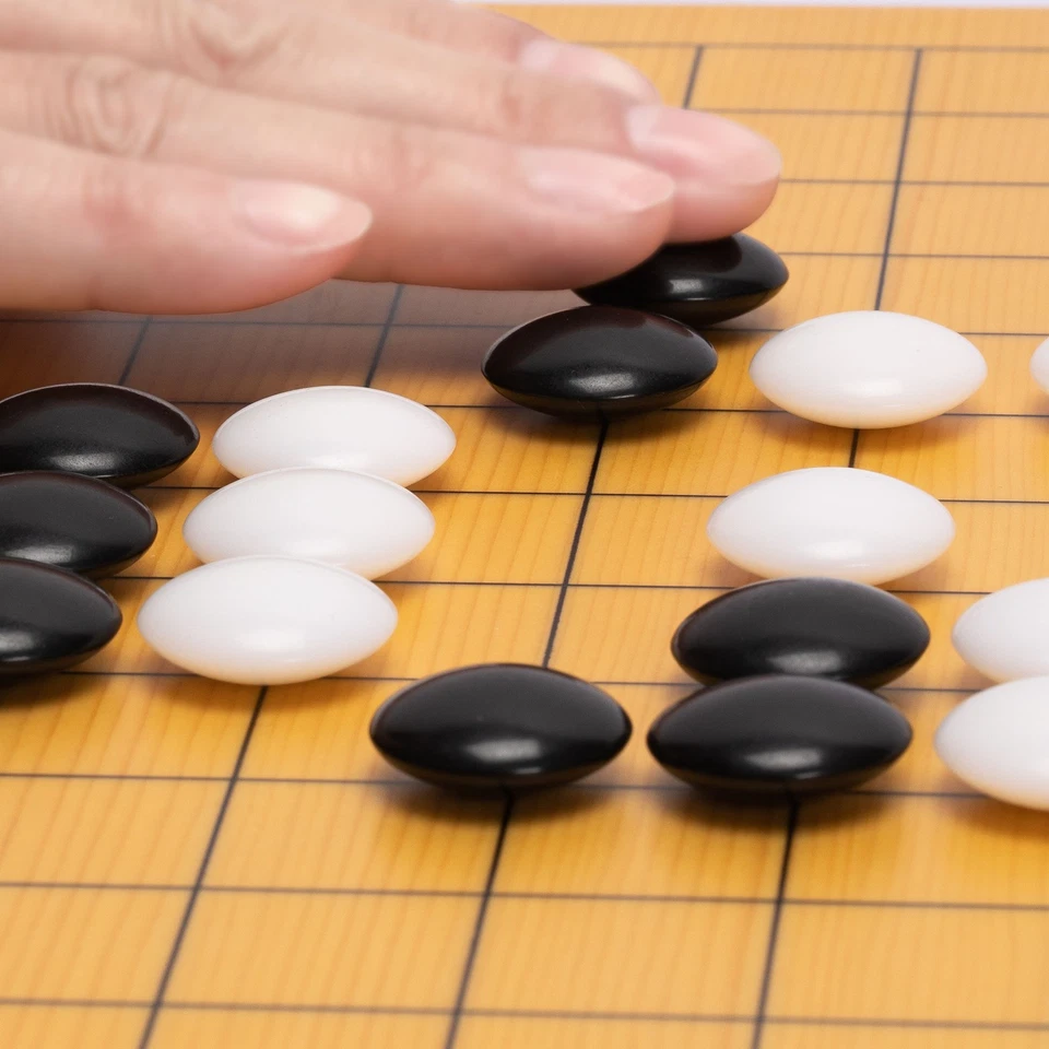 Shin Kaya Reversible Go Game Set Board (0.8-inch) with Double Convex Stones - Image 2 of 4