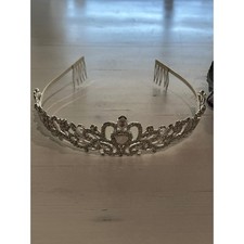 Silver tone Rhinestone Tiara Crown Headband Hair Comb Wedding Bridal Princess