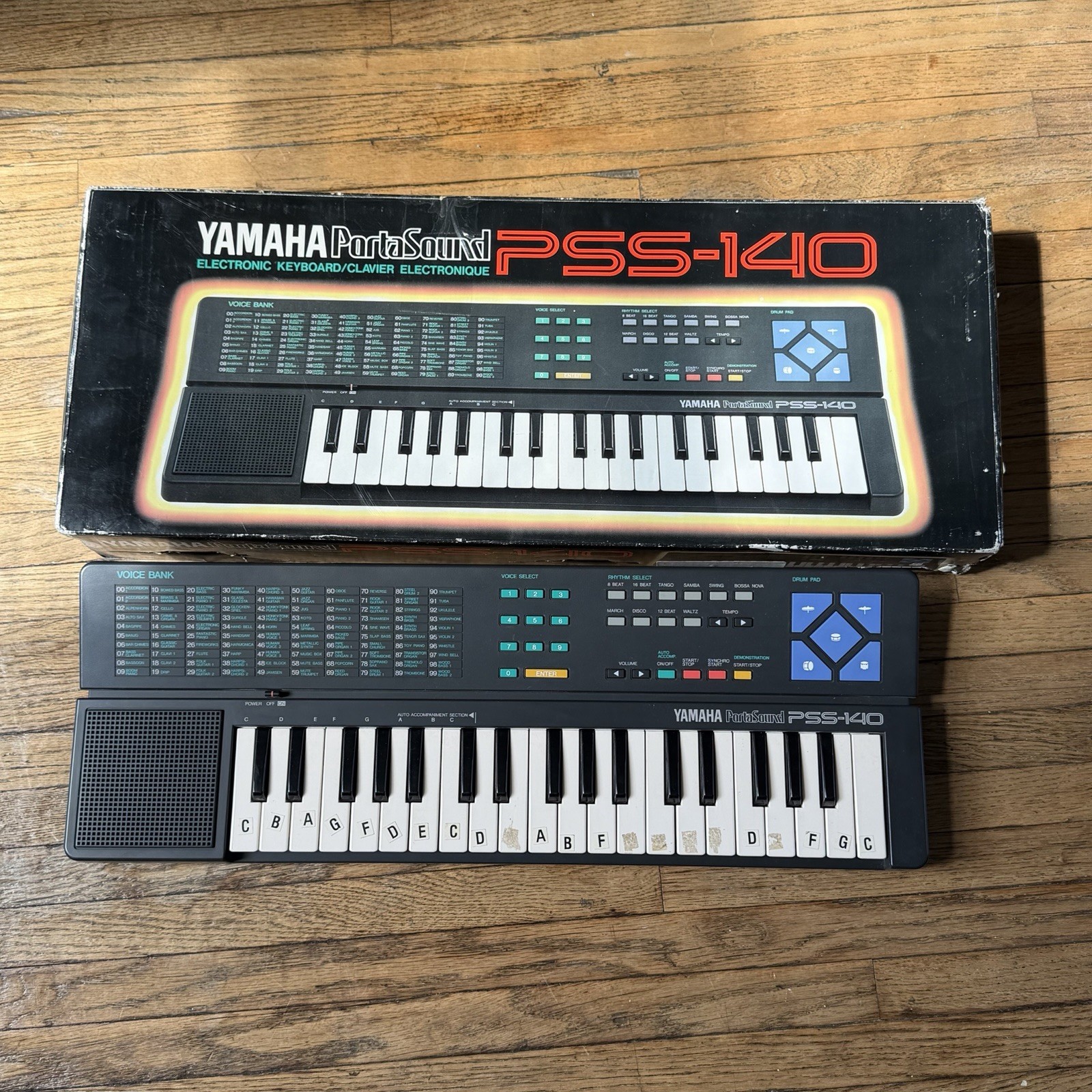 Yamaha PortaSound PSS-140 Electronic Keyboard Electric Drum Pad Tested W/Box