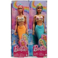 BARBIE MERMAID DOLLS ORANGE & TURQUOISE FANTASY HAIR LOT Of 2. NEW IN BOXES.