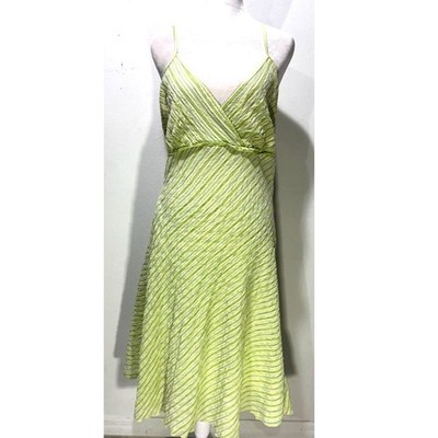Studio Y Y2K sun dress VTG searsocker stripes spring summer green women 15-16