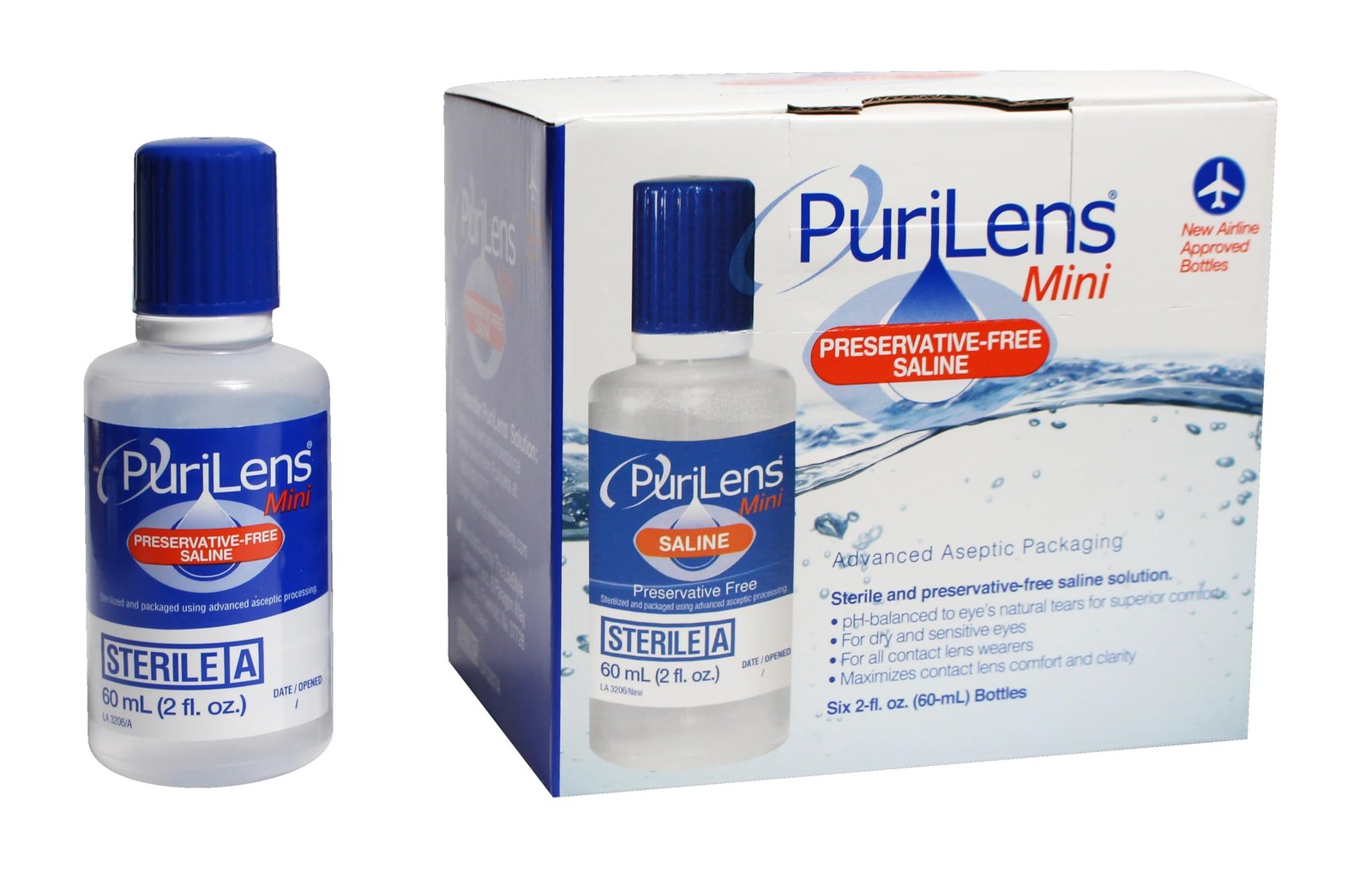 Mini Preservative-Free Contact Lens Saline 60ml (2 fl. oz.) 