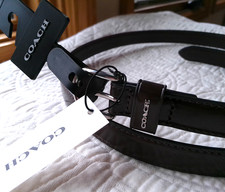 COACH SIGNATURE NARROW GLOSS LEATHER BELT SIZE S 29-33 MAPLE COLOR SILVER BUCKLE