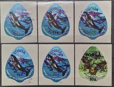 Tonga 1978 Humpback Whales 5v Overprinted + 1v Flying Dog Overprinted (1833)