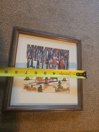 Pintura acuarela arte popular bosque invierno Hilda Kaihlanen vintage - Imagen 6 de 7