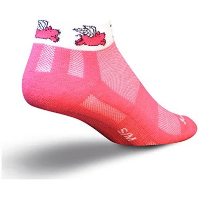 SockGuy Flying Pigs Socks SM MD Pink Standard Professional Mixed Materials