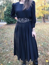 Vintage S.L. Fashions Black Dress with Embroidered Waist