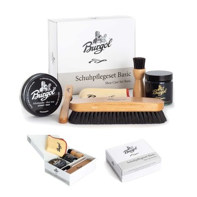 Burgol Schuhpflegeset Schuhpomade Bürsten Schuhwachs viele Farben wählbar