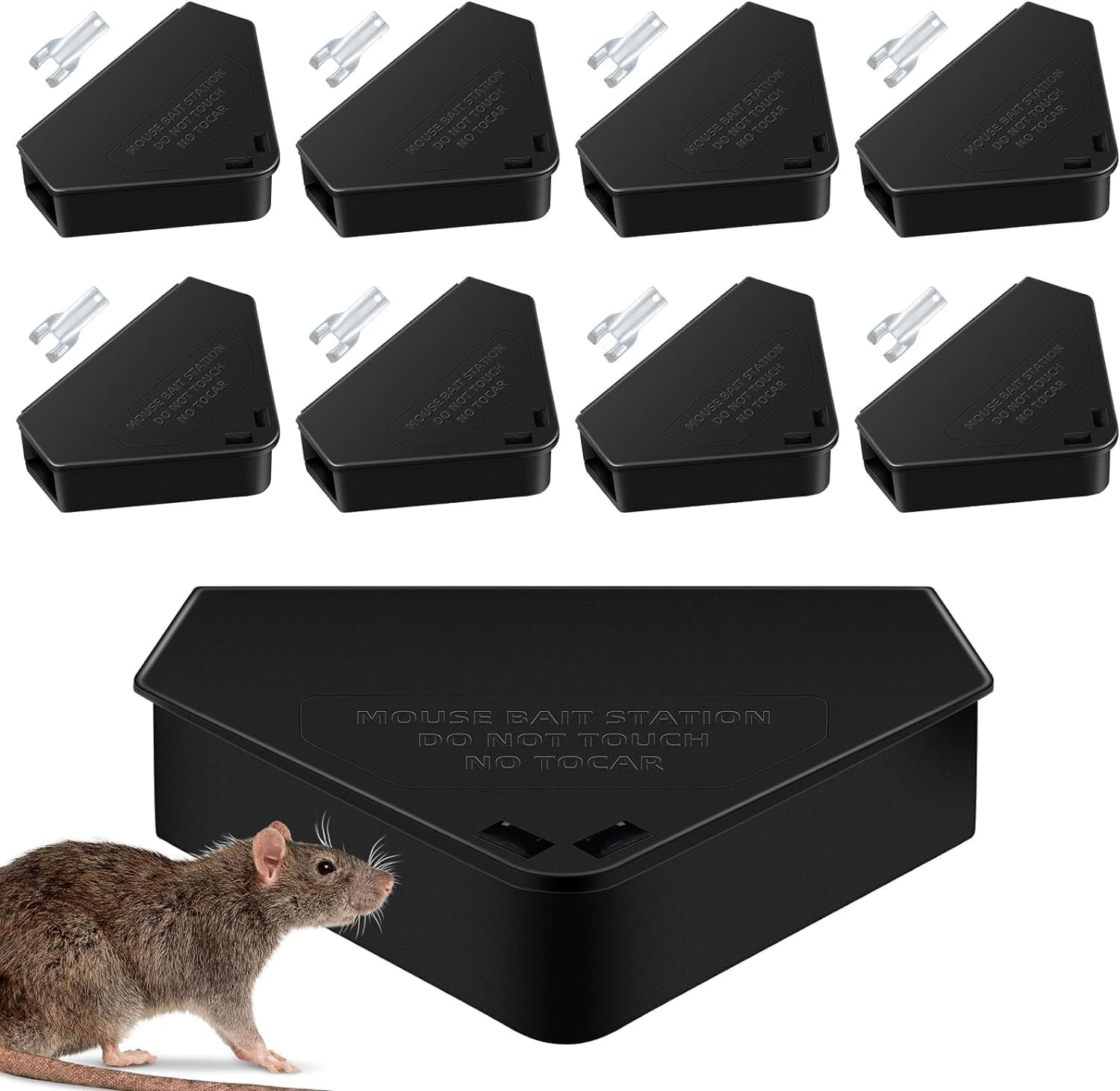 8 Pcs Mouse Bait Station with Keys Indoor Outdoor for Rats Mice Rodents, Reusabl