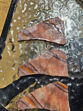 3pc Brown Red Banded Stone Lapidary Slabs Rough Cut Pieces/Fragments Lot