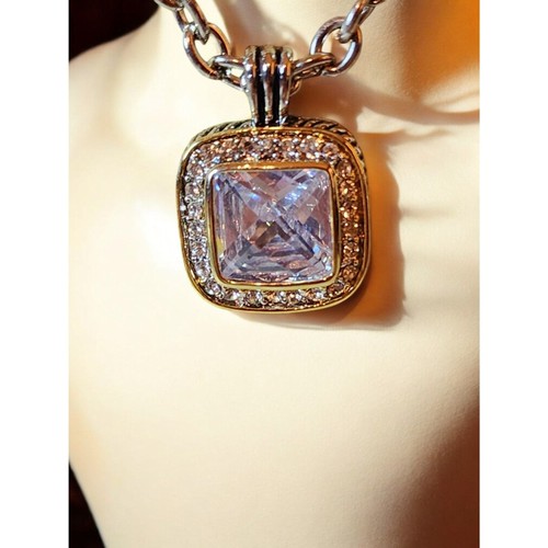 Layered Pearl & Crystal Pendant Necklace – Silver Tone Statement Bridal Jewelry - Picture 3 of 6