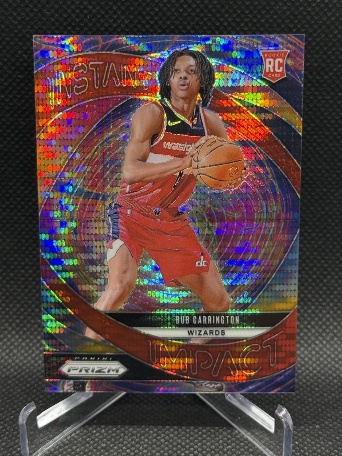 2024-25 Panini Prizm Bub Carrington Rookie Instant Impact #17 Red Pulsar /75 RC