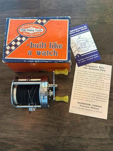 Shakespeare Wondereel 1920 New Thumbless Reel Model GE Original Box & Papers