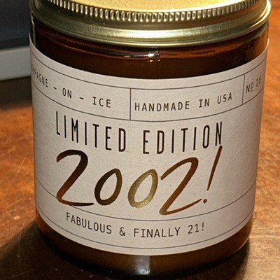 Limited Edition 2002 Soy Candle with Champagne On Ice Scent - 21st Birthday Gift
