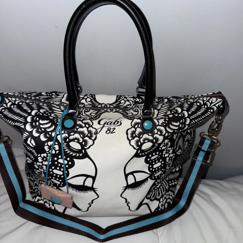 GABS 82 Convertible G3 Large Black White Tote Boho Shoulder Bag Profili B / N - Image 4 of 4