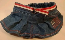 Build A Bear Workshop Denim Skirt Red & White Stripe Belt USA Flag Studded BAB