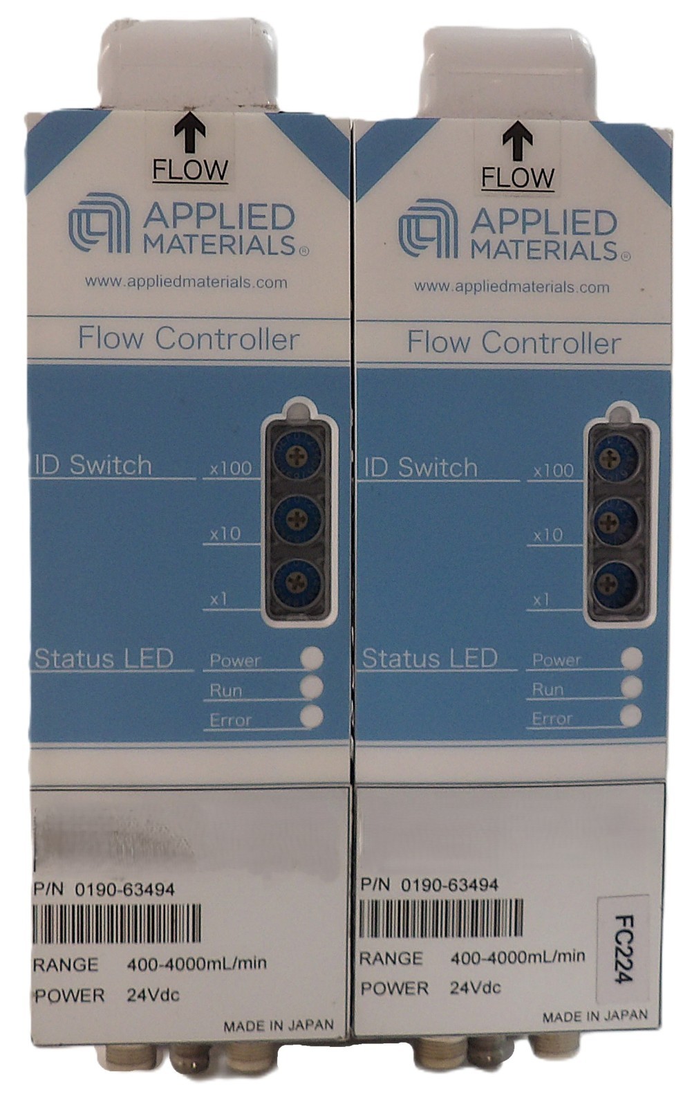 AMAT Applied Materials 0190-63494 Flow Controller 400-4000mL/min Lot of 2 Spare