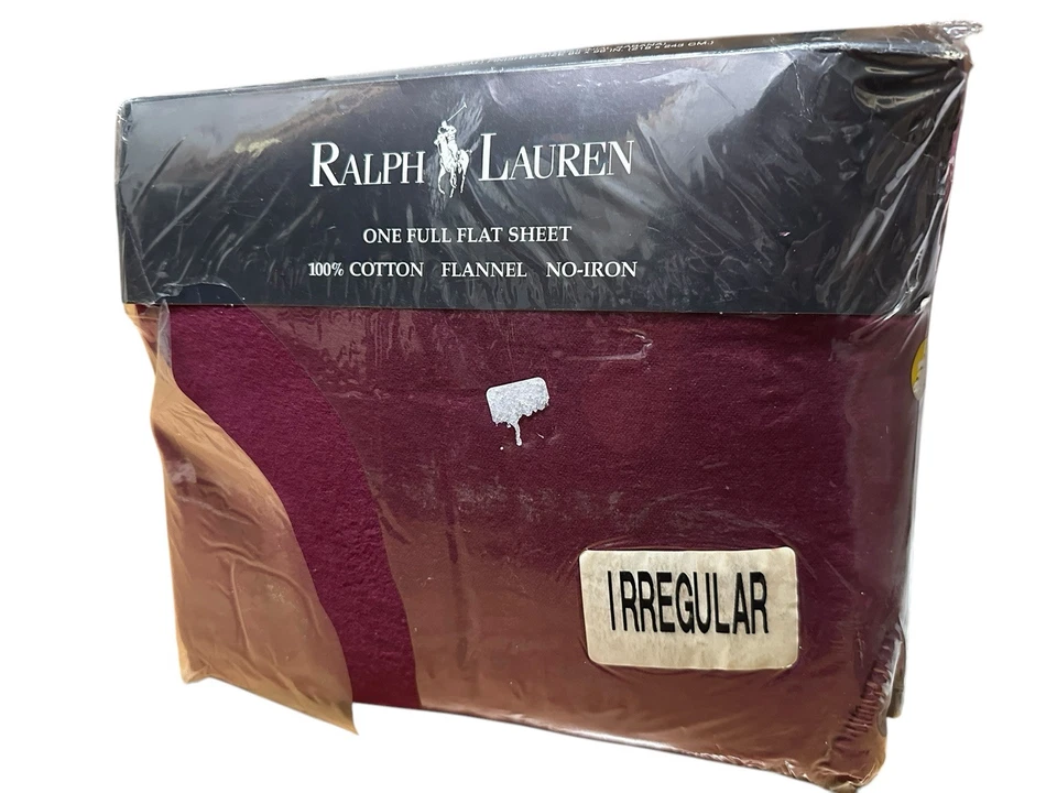 The Ralph Lauren Home Collection Irregular Full Size Flat Sheet Cotton Burgundy - Image 3 of 4