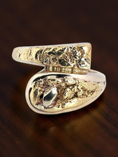 ESTATE JEWELRY SOLID 14K YELLOW GOLD RING BYPASS REAL NUGGETS SIZE 5.75 #7873