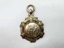 VINTAGE BOXING MEDAL SILVER TONE SPORTING TROPHY PENDANT EARLY 20TH CENTURY