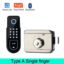 Bluetooth Tuya App Fingerprint Smart Door Lock Gate Password RFID Card Rim Bolt