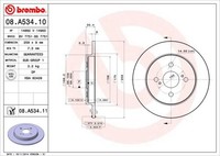2X Bremsscheibe Hinten Brembo 08A53411 FÜR Aston Martin Toyota