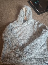 weird fish ladies hoodie size 20 grey white fluffy