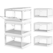 Storage Boxes with Lids 23L*3 Plastic Storage Box with 3 Lids Stackable Storage