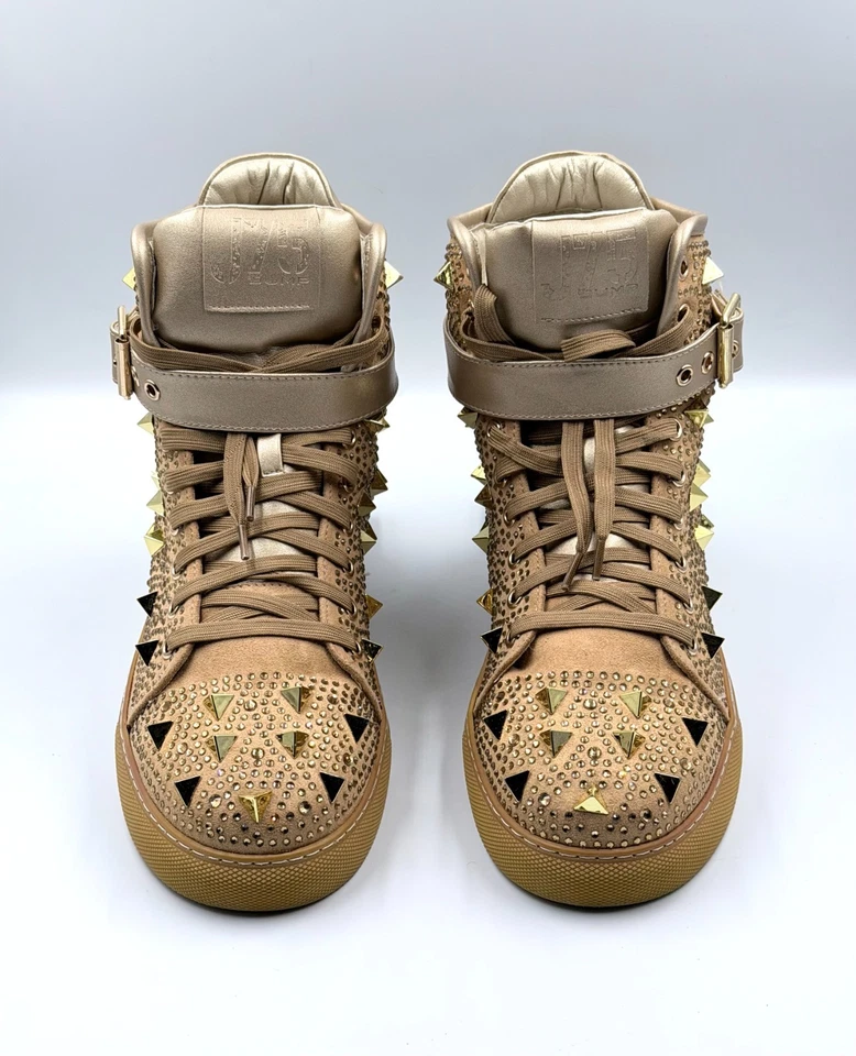 Мужские золотистые кроссовки с заклепками размер 10 - J75 - Изображение 2 из 4