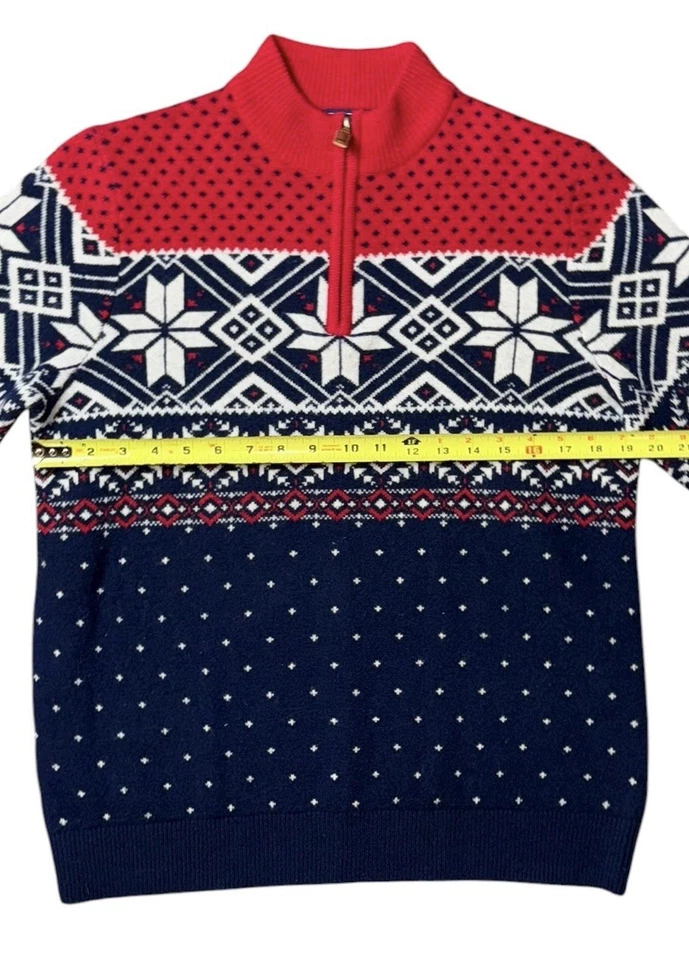 Suéter Vineyard Vines Azul Lana Merino Tejido Pullover 1/4 Cremallera Juvenil (18) XL Foto 4 de 4