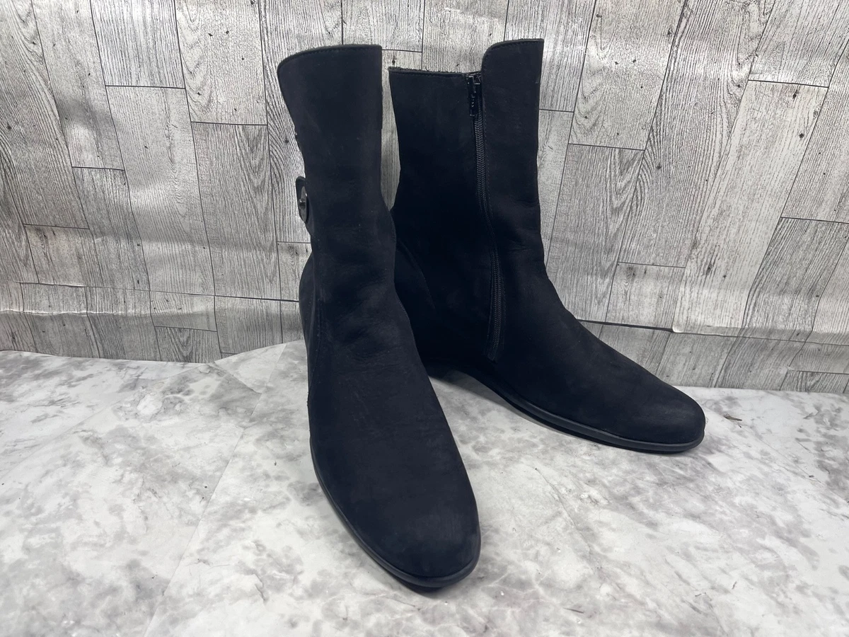 arche ブーツ Arche Wedge Boots Women 7.5M Shoes Black Nubuck Leather Snap