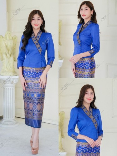 THAI/LAOS TRADITIONAL SILK BLOUSE AND SKIRT SET'S - CHEST SIZE 32" - 46" - Picture 33 of 40