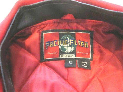 Pacific Flyer Club Patch Jacket Men XL Faux Suede Insulated Maroon/Black - Picture 4 of 6