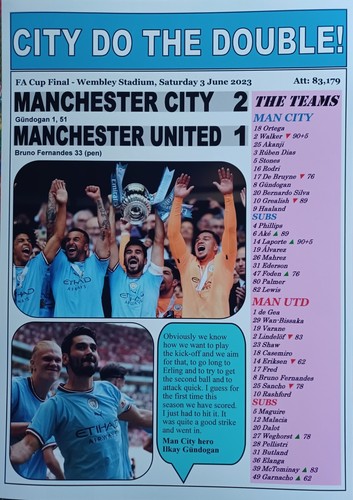 Manchester City 2 Manchester United 1 - 2023 FA Cup final - souvenir print - Picture 5 of 5