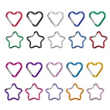 10Pcs Heart Star Carabiner Clip KeyRings Keychains Metal Spring Snap Hook
