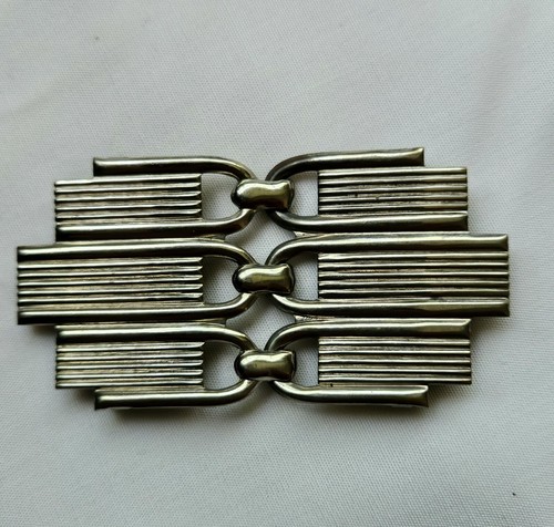 Vintage Art Deco silberfarbene ineinandergreifende Damen Gürtelschnalle