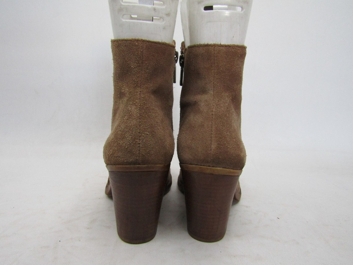 Minnetonka Women's Back Zipper Ankle Bootie - Suede Leather With Fringe, Brown, Size 7 M US