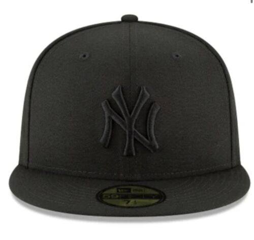New York Yankees MLB Authentic New Era 59FIFTY Fitted Cap HAT 5950 All Black out - Picture 2 of 7