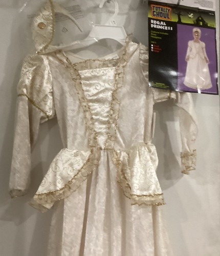 Girls Totally Ghoul Ivory/Gold Regal Princess Dress Costume Hoop dress Sz L NEW - Picture 4 of 9