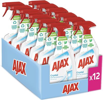 12x Ajax Reinigungsmittelspray Crystal Sprühen Sie Glasreiniger 750ml+Polpa 400g