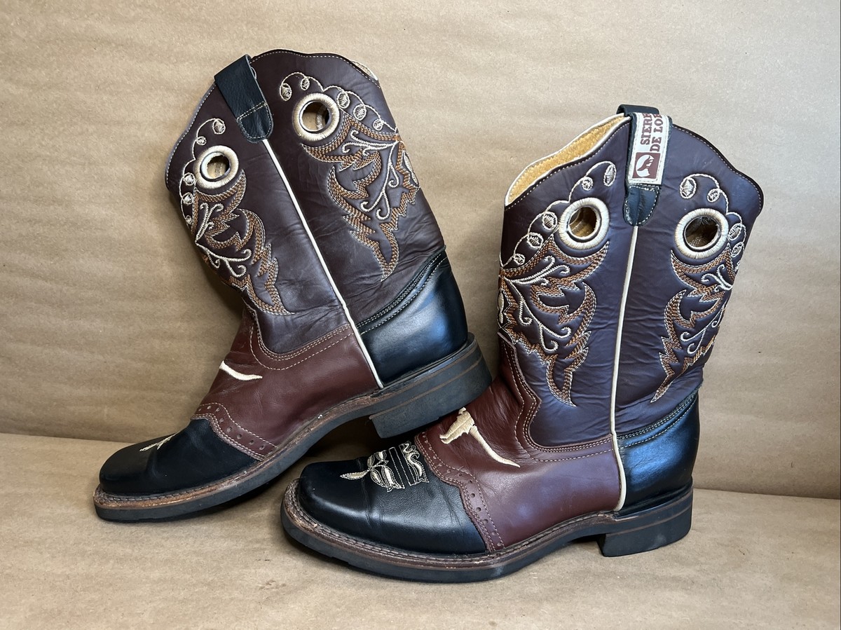 New Sierra De Lobos Leather Cowboy Boots Brown Square Toe Western Ranch Men 10.5 Laredo Men main image 4