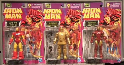 "Nueva figura de acción retro de 7"" de Iron Man de Marvel Legends ⭐️3 x TRAJES IRONMAN⭐️"