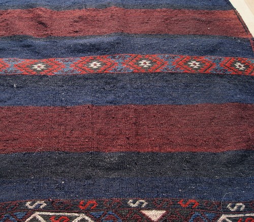 Alfombra Kilim tradicional kurda tejida a mano de lana Kilim diseño étnico a rayas - Imagen 3 de 5