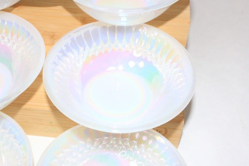 Vintage lot of 9 Glass Iridescent Bowl 4.75" USA Opalescent Milk Glass - Picture 3 of 11