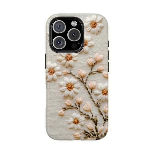 Cute White Daisy Flowers Embroidery Print Tough Smart Phone Case iPhone Case - Picture 5 of 99