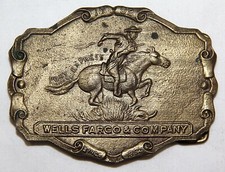 VINTAGE 1980'S WELLS FARGO  COMPANY BRASS BELT BUCKLE