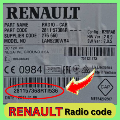 Freischaltcode für Renault Master Clio Trafic Megane Twingo Scenic Modus Radio Code