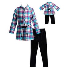 Dollie and me 18" Doll Matching Flannel Tunic Top Leggings Outfit Size 4