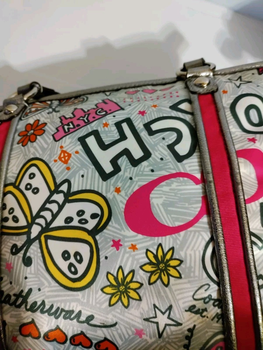 美品 COACH バッグ Coach Vintage Bandana Graffiti Butterfly Shoulder Bag Tote