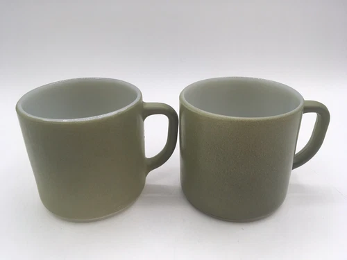 Vintage Federal Glass Coffee Cup Mug Avocado Green Retro MCM Mid Century Modern